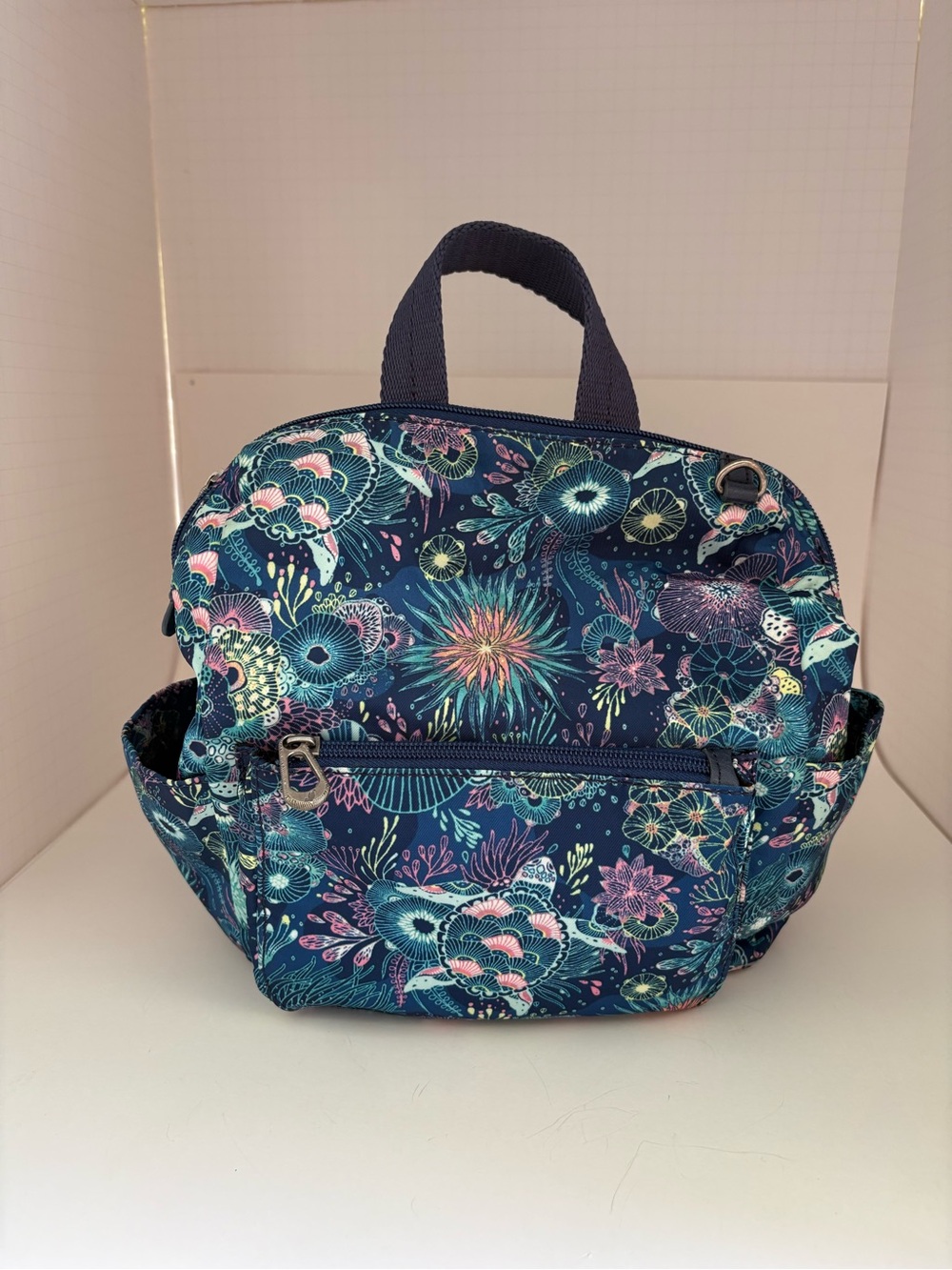 Sakroots Mini Convertible Backpack Crossbody Sea Life Navy Like New